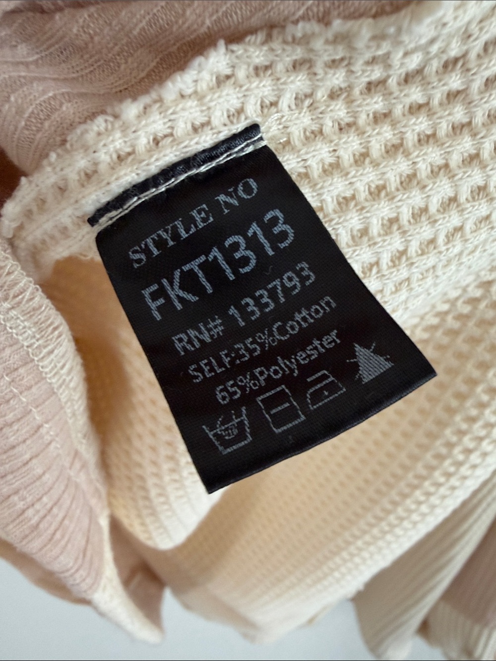 POL Quilted Waffle Knit Lagenlook Boho Henley Long Sleeve - Picture 6 of 6